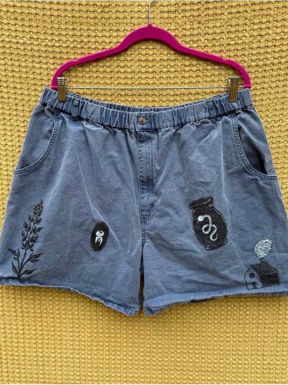 Medium wash denim upcycled shorts - size xl